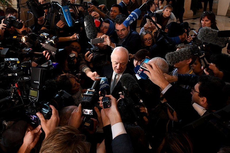 UN envoy for Syria Staffan de Mistura speaks to the media during the second day of Syria peace talks at Astana's Rixos President Hotel on January 24, 2017 (AFP Photo)