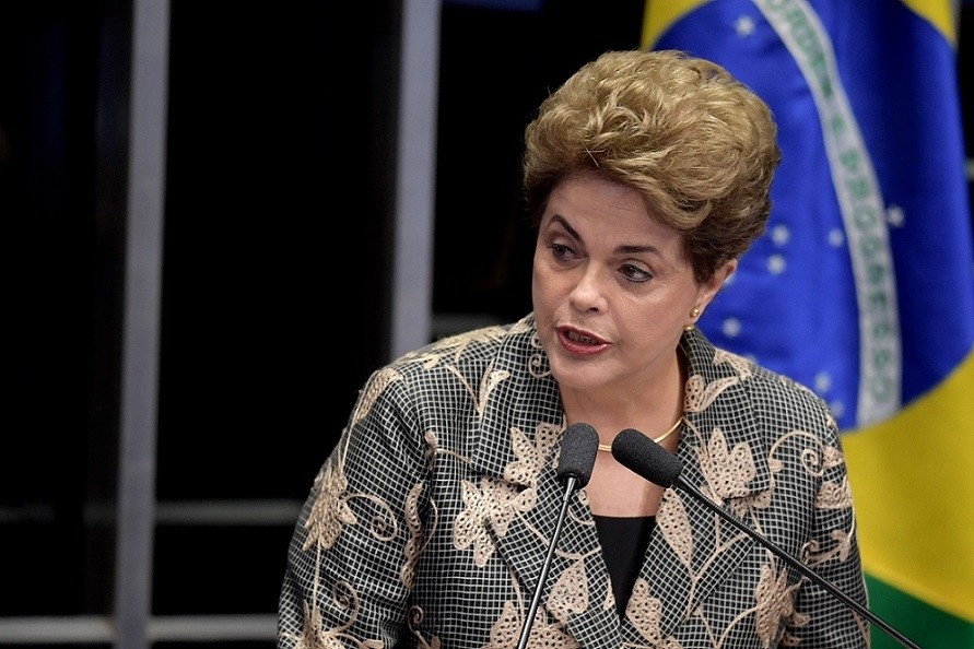Suspended Brazilian President Dilma Rousseff delivers a speech during her testimony on the impeachment trial at National Congress in Brasilia on August 29, 2016. (AFP Photo)