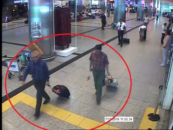 Adil u00d6ksu00fcz and Kemal Batmaz seen in footage captured by security cameras at Istanbul Atatu00fcrk Airport on July 13, 2016