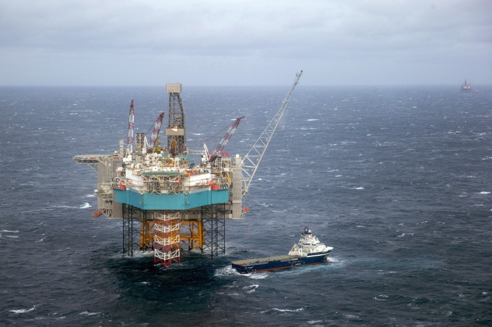 A supply ship at the Edvard Grieg oil field, in the North Sea.