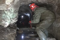 Experts exploring the 2,500-year-old cave found in Ordu, Turkey. (IHA Photo)