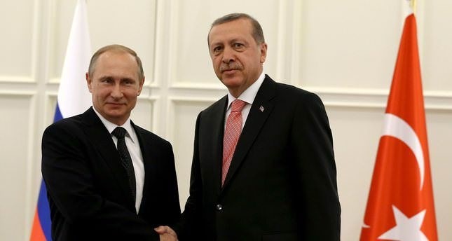 President Recep Tayyip Erdou011fan (R) and his Russian counterpart Vladimir Putin