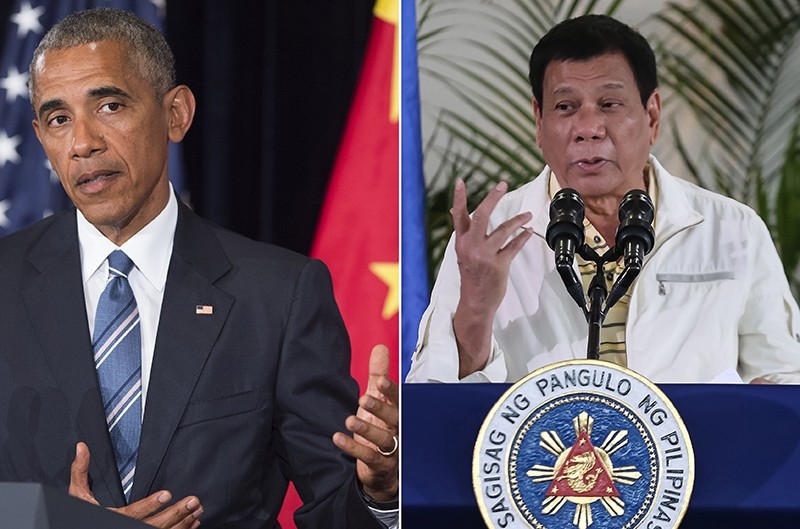 This combination image of 2 photographs taken on September 5, 2016 shows, at left, US President Obama, and at right, Philippine President Duterte (AFP Photo)