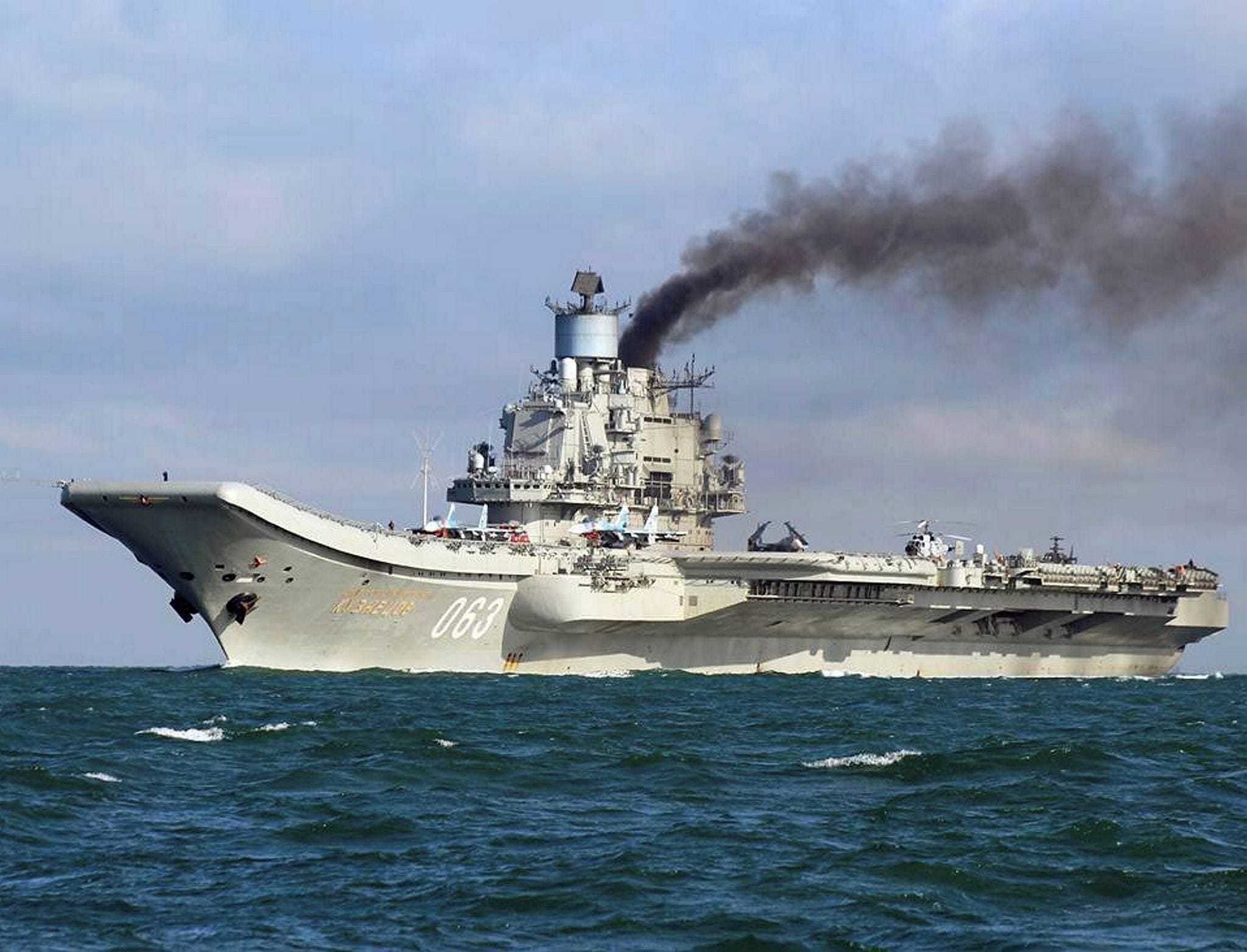 Russian aircraft carrier Admiral Kuznetsov in the English Channel on Oct. 21.