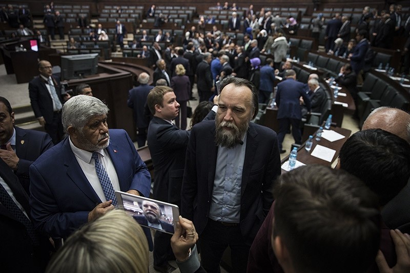 Russian political scientist, strategist Aleksander Dugin attends AK Party parliamentary group meeting on Nov. 8, 2016 in Ankara. (AA Photo)