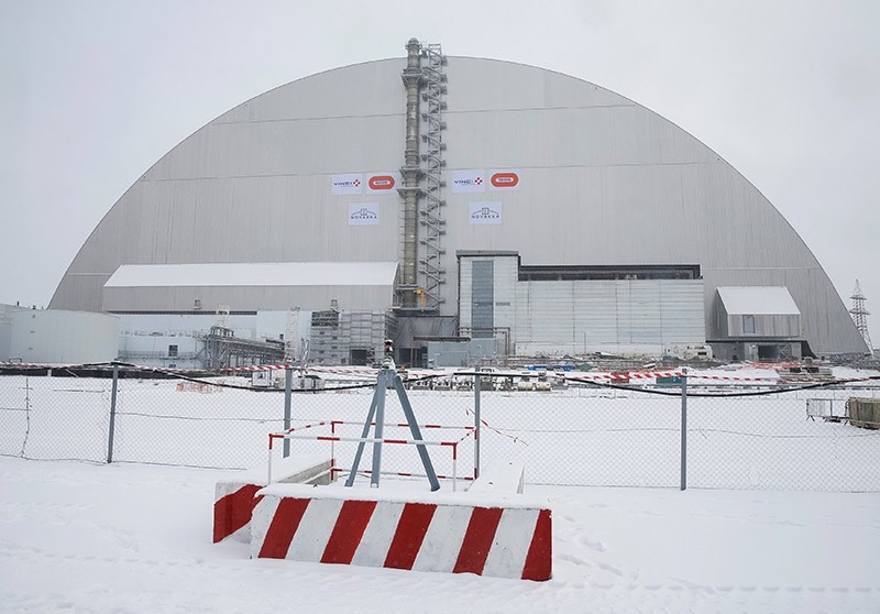 The New Safe Confinement (NSC) structure is placed over the old sarcophagus covering the damaged fourth reactor at the Chernobyl nuclear power plant, Ukraine, November 29, 2016. (Reuters Photo)
