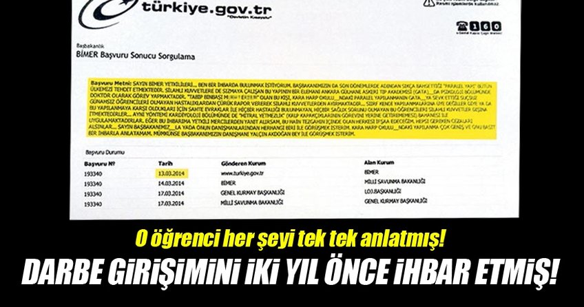 Darbeyi 2014’te ihbar etmiş