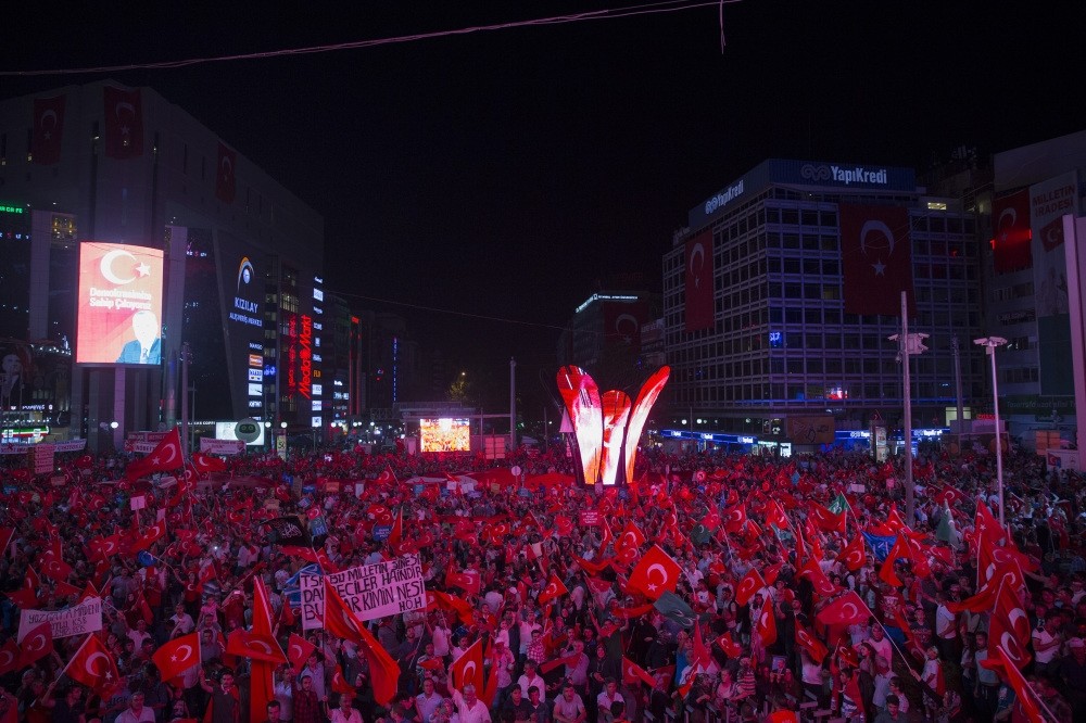 The crowd gathered at Ankara's Ku0131zu0131lay Square for democracy rally, a nightly event since July 15 coup attempt.