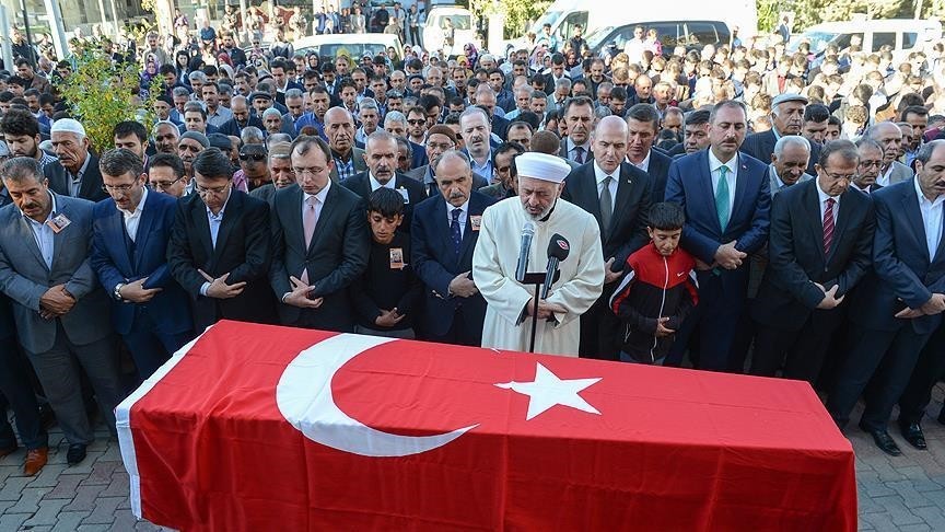 Funeral of Aydu0131n Muu015ftu, the AK Partyu2019s deputy head in the district of u00d6zalp of the southeastern province of Van, was found dead in his home after being ambushed by PKK terrorists.