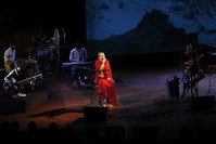 Buddhist nun and musicianu00a0Ani Choying Drolma (C) performs during a concert in Mumbai, India, Oct. 7, 2016. (AP Photo)
