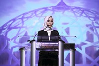 The conventionu2019s guest of honor was Su00fcmeyye Erdou011fan Bayraktar, the Vice Chair of KADEM.