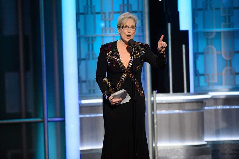 Meryl Streep accepting the Cecil B. DeMille Lifetime Achievement Award during the 74th annual Golden Globe Awards ceremony (EPA Photo)