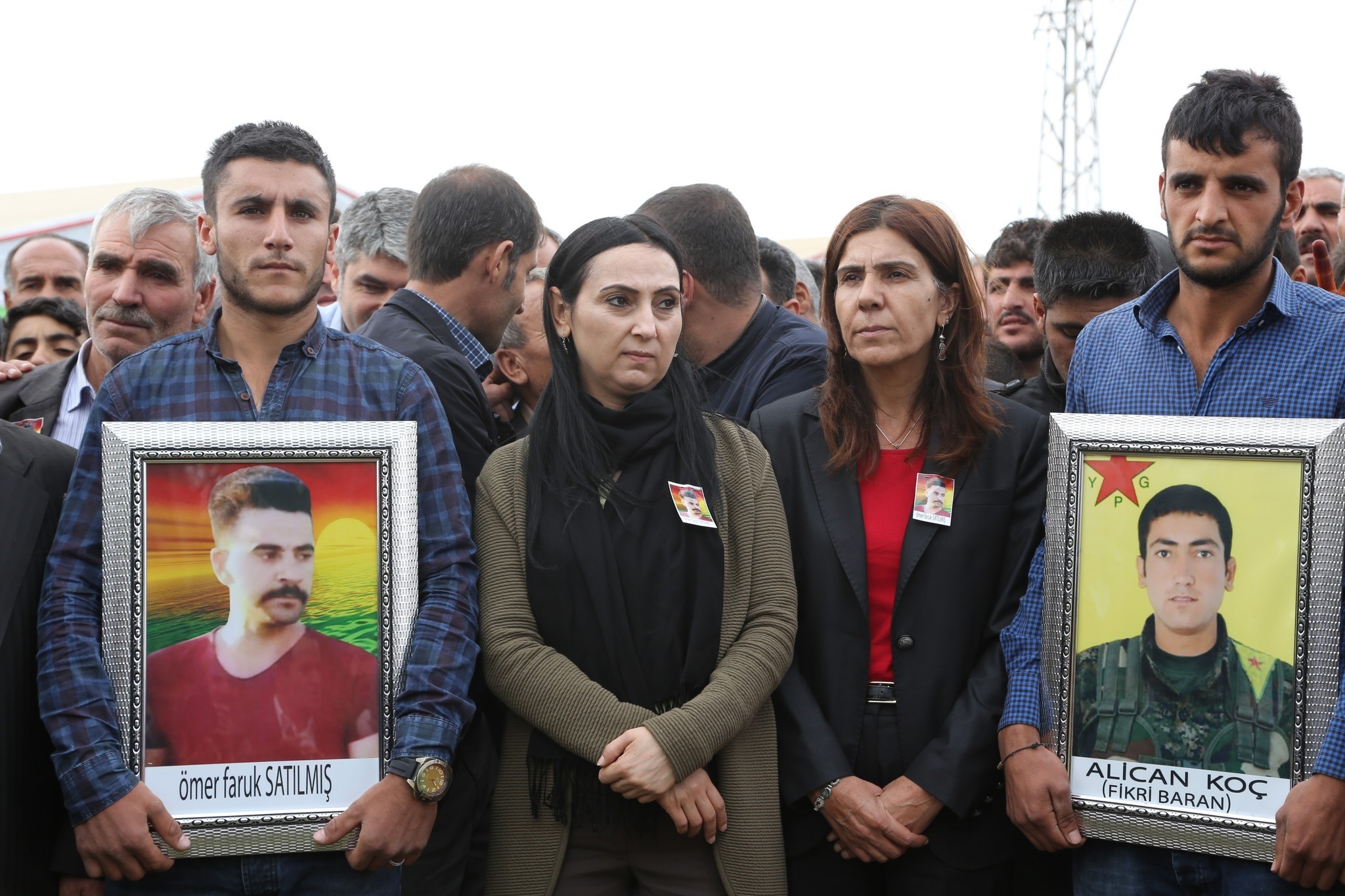 HDP co-chair Figen Yu00fcksedau011f (second from left), attending the funeral ceremony of two PKK terrorists. (AA Photo)