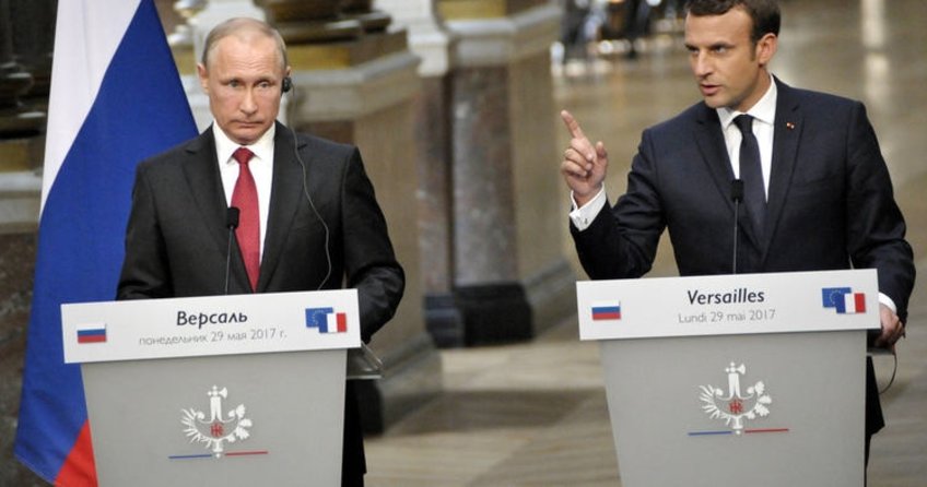 Emmanuel Macron, Putin'in yanında Rus medyasına yüklendi!