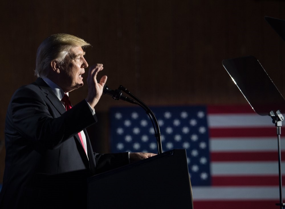 U.S. President Donald Trump speaking to the staff at the Department of Homeland Security in Washington, D.C., Jan. 25. 