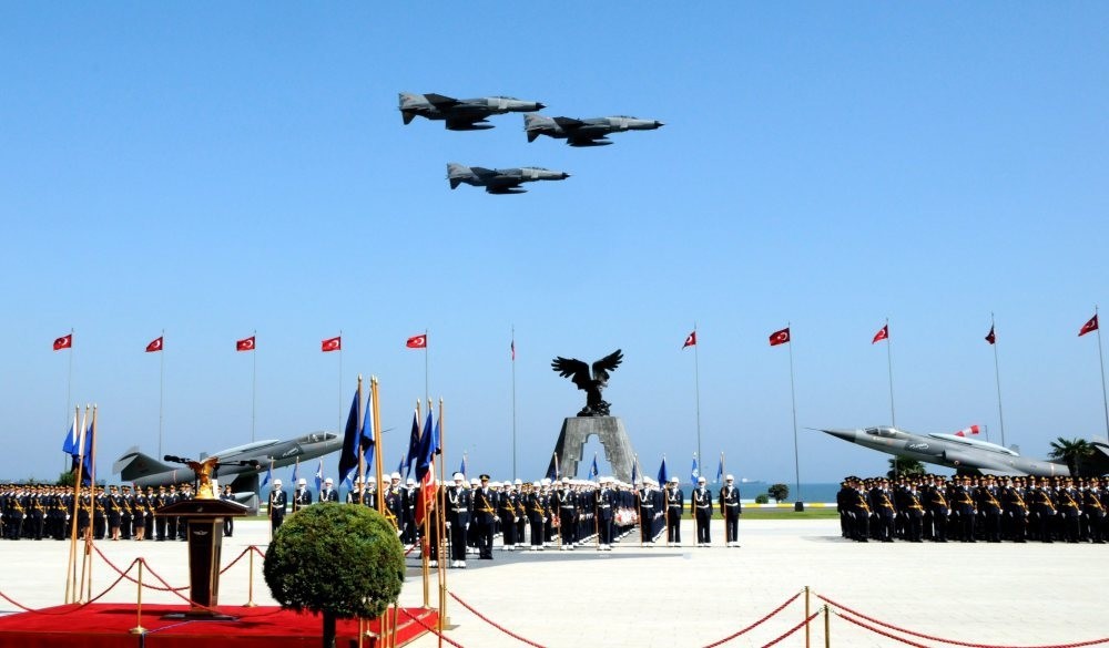 Fighter jets fly above cadets graduating from Air Force military school in Istanbul in 2010. FETu00d6 is accused of secretly installing its followers into military schools throughout Turkey.