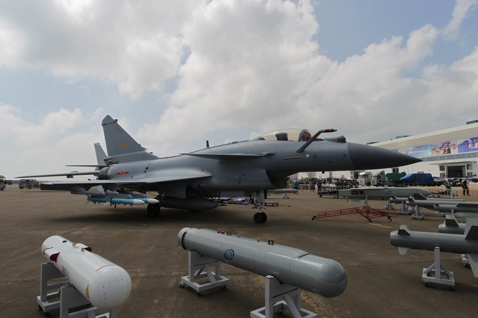 A Chinese J-10B fighter is seen ahead of the China International Aviation and Aerospace Exhibition in Zhuhai, Guangdong province.