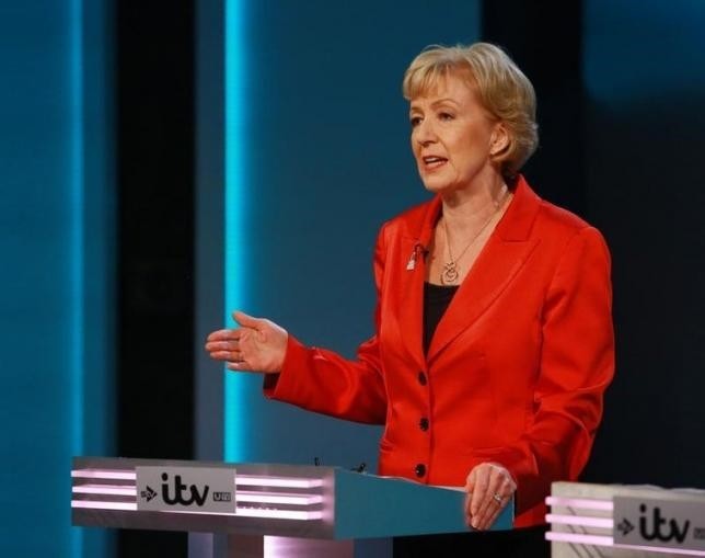 Energy Minister Andrea Leadsom speaks during the ''The ITV Referendum Debate'' at the London Television Centre in Britain, June 9, 2016. (REUTERS Photo)