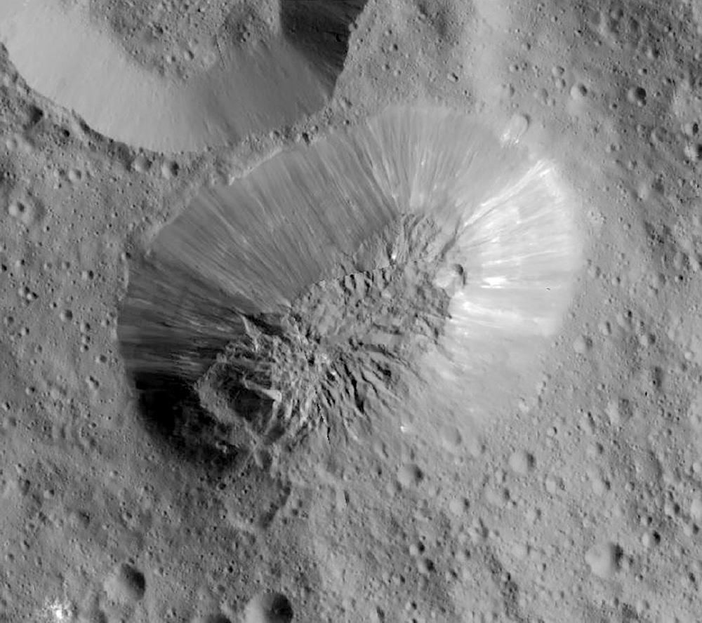 an inactive volcano on the surface of Ceres, the largest object in the asteroid belt between Mars and Jupiter (NASA via AP)