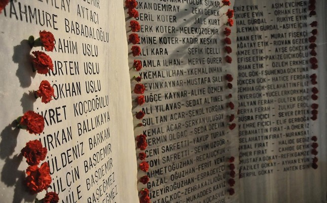 Names of the victims of Aug 17 earthquake are engraved on earthquake memorial in Yalova province. (DHA Photo)