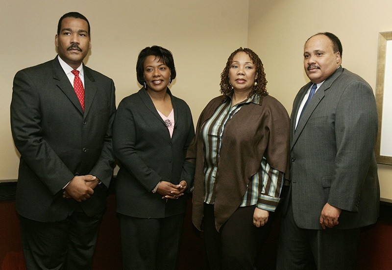 The children of slain American civil rights activist Martin Luther King Jr, (L-R) Dexter King, Rev. Bernice King, Yolanda King and Martin Luther King III gather at a news conference in Atlanta, Georgia, U.S. on February 5, 2006. (Reuters Photo)