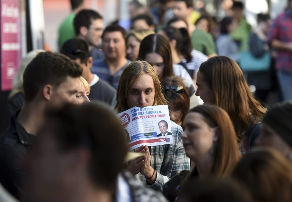 Voters line up to cast their ballot in Brisbane, Australia on July 2.