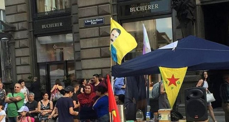  A tent was set up by supporters of the PKK terrorist group in the Auistrian capital of Vienna on June 23 2016. 