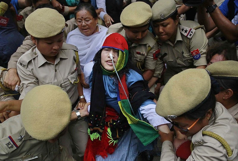 Activist Irom Sharmila is taken back to a hospital after a court appearance in Imphal, in the north-eastern state of Manipur, India, Tuesday, Aug. 9, 2016. (AP Photo)