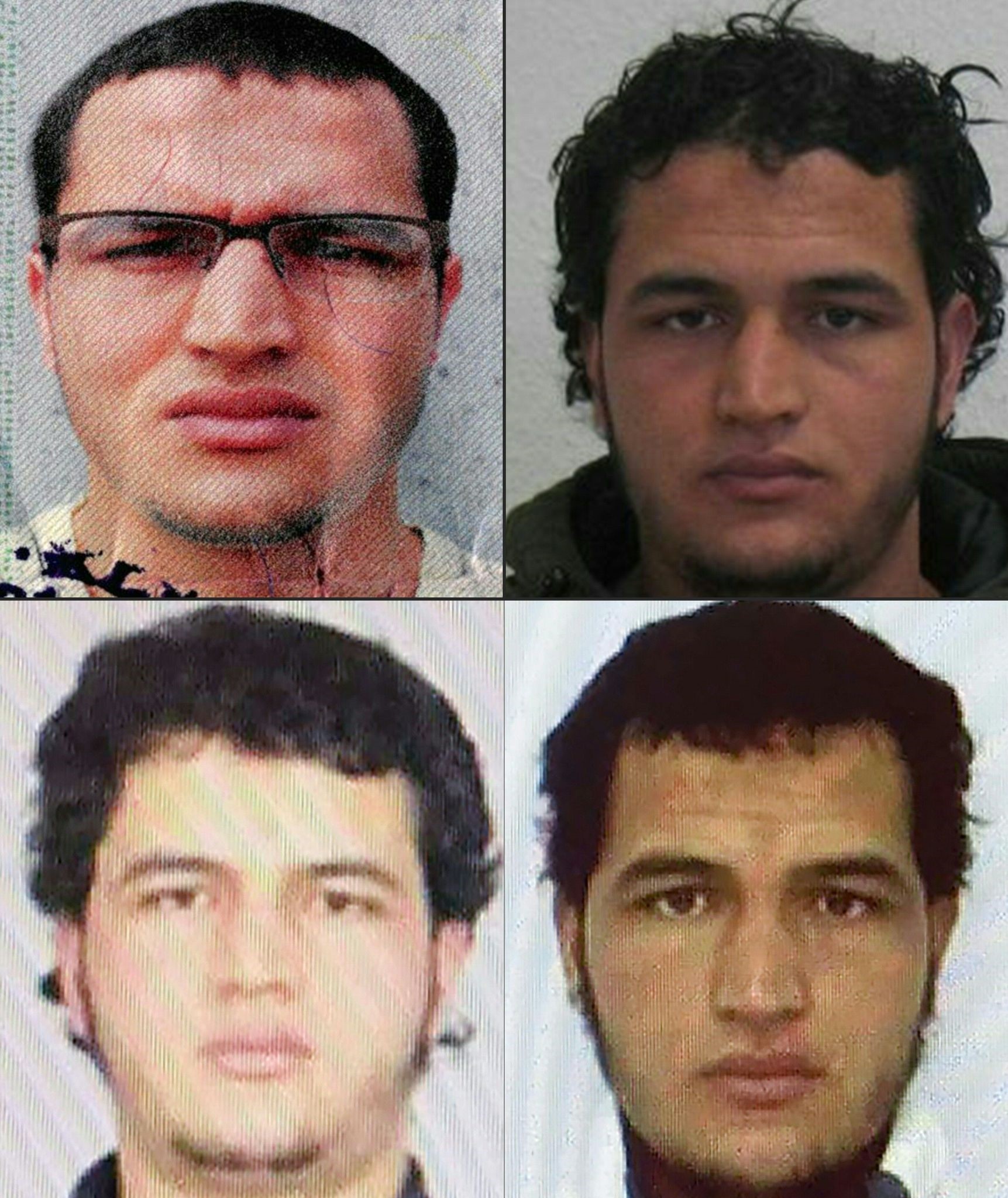 This combination of pictures created shows handout portraits showing two pictures of Tunisian man identified as Anis Amri.