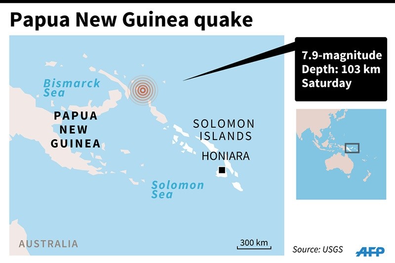 Map locating the quake off Papua New Guinea Saturday (AFP Photo)