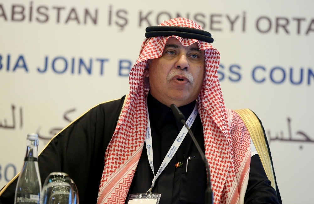 Saudi Minister Al-Qasabi speaks at a conference in Istanbul. 
