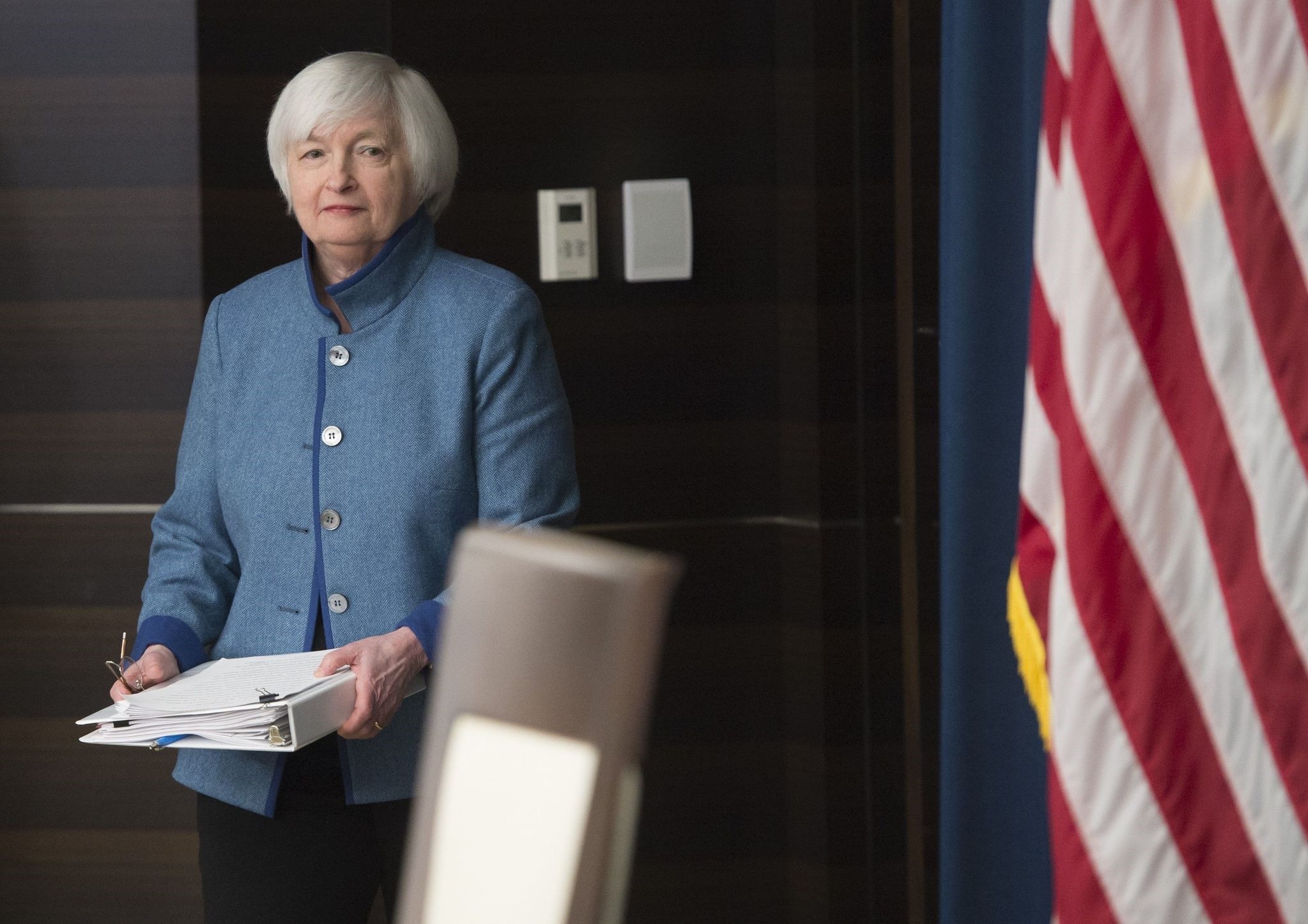 Federal Reserve Chair Janet Yellen arrives to speak during a press conference following the announcement that the Fed will raise interest rates. (AFP Photo)