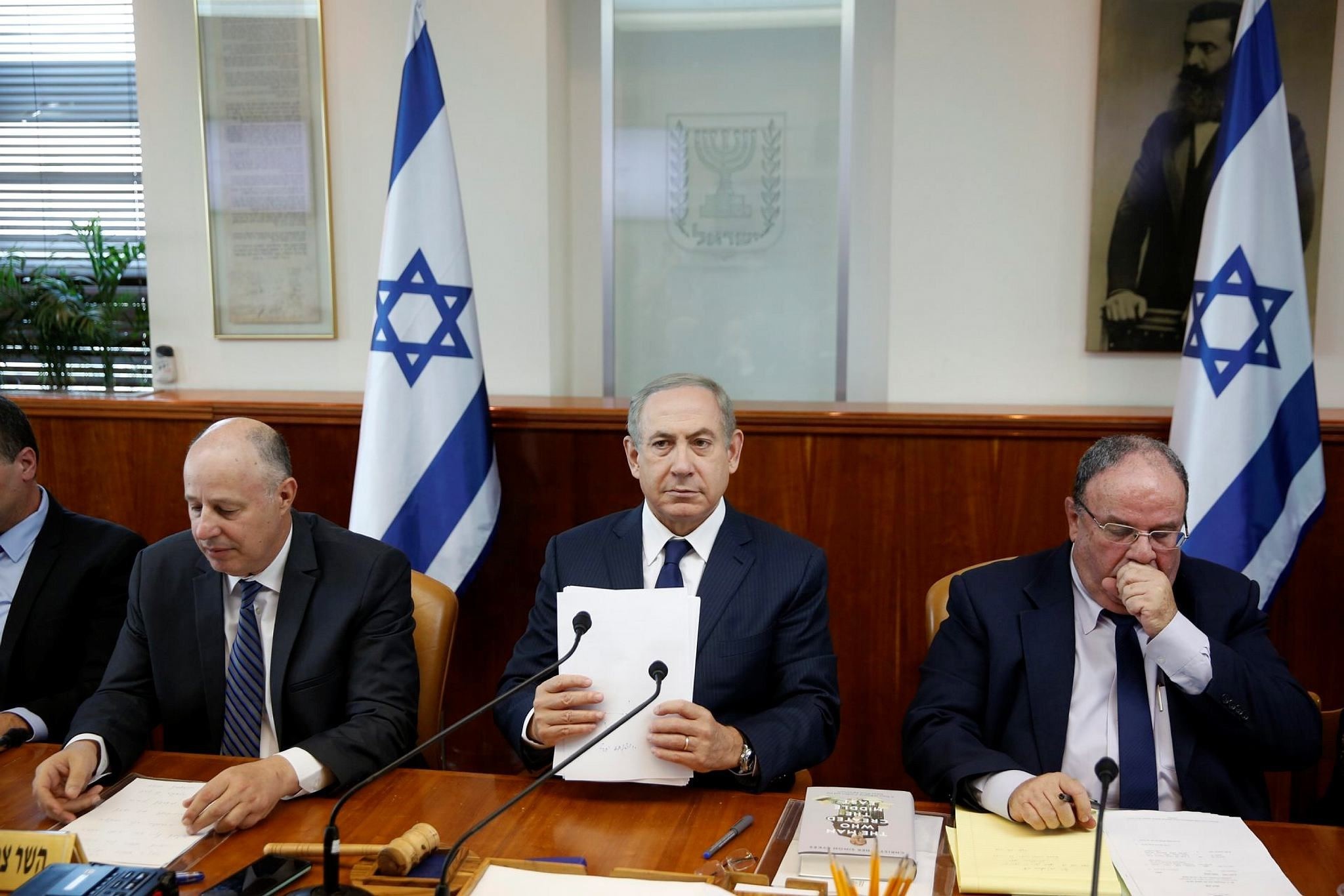 Israeli Prime Minister Benjamin Netanyahu attends the weekly cabinet meeting in Jerusalem, Nov. 13.