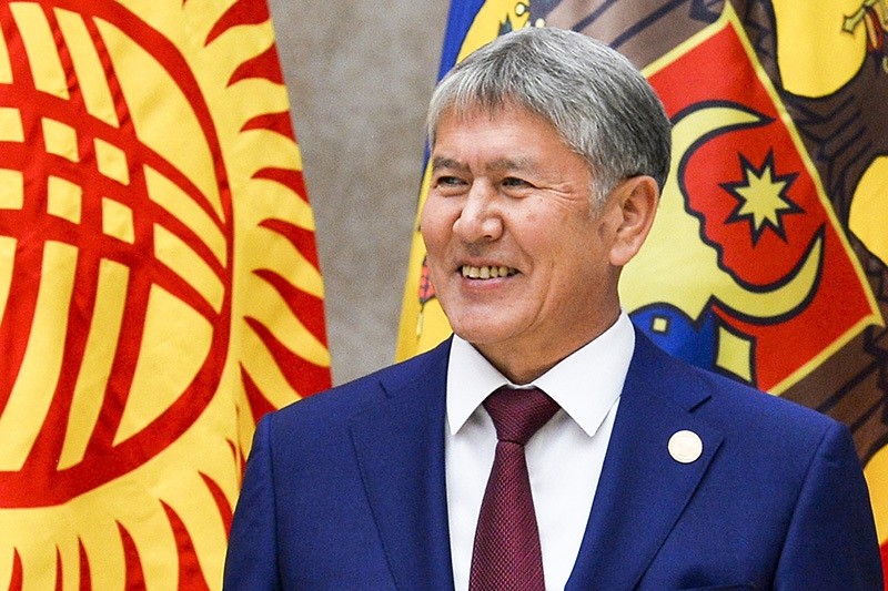 In this file photo taken on Friday, Sept. 16, 2016, Kyrgyzstan's President Almazbek Atambayev meets Russian President Vladimir Putin at a CIS (Commonwealth of Independent States) summit in Bishkek, Kyrgyzstan. (AP Photo)