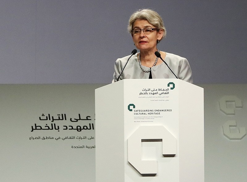 UNESCO director Irina Bokova delivers a speech during the closing ceremony of an international conference on protecting the world's cultural heritage on December 3 (AFP Photo)