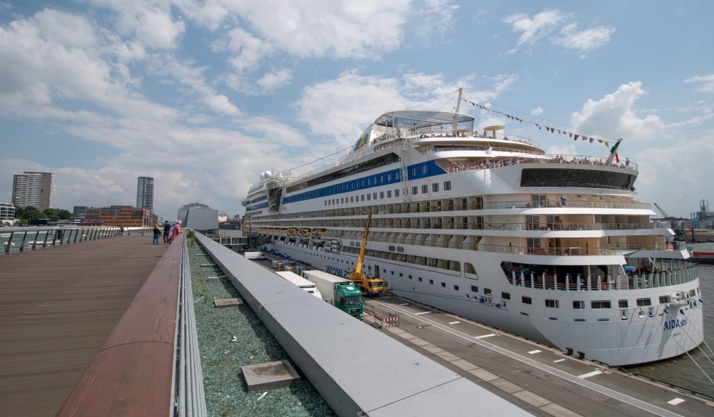 The cruise ship AidaSol docked at the cruise terminal Altona in Hamburg, Germany. Forty-five Turkish companies participated in the international shipping fair in Athens this week.