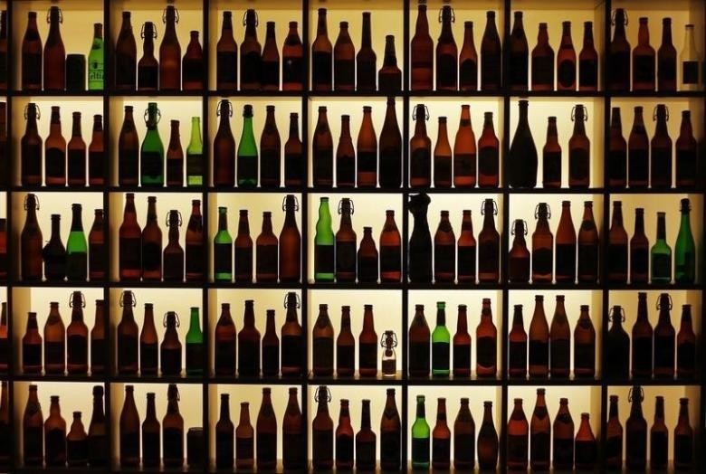 Beer bottles from all over the world are on display at the Hop museum in Wolnzach on April 10, 2014. (REUTERS Photo)