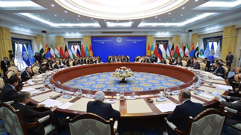 Heads of government from countries of the Shanghai Cooperation Organisation gather for a summit in 2016. (AP Photo)