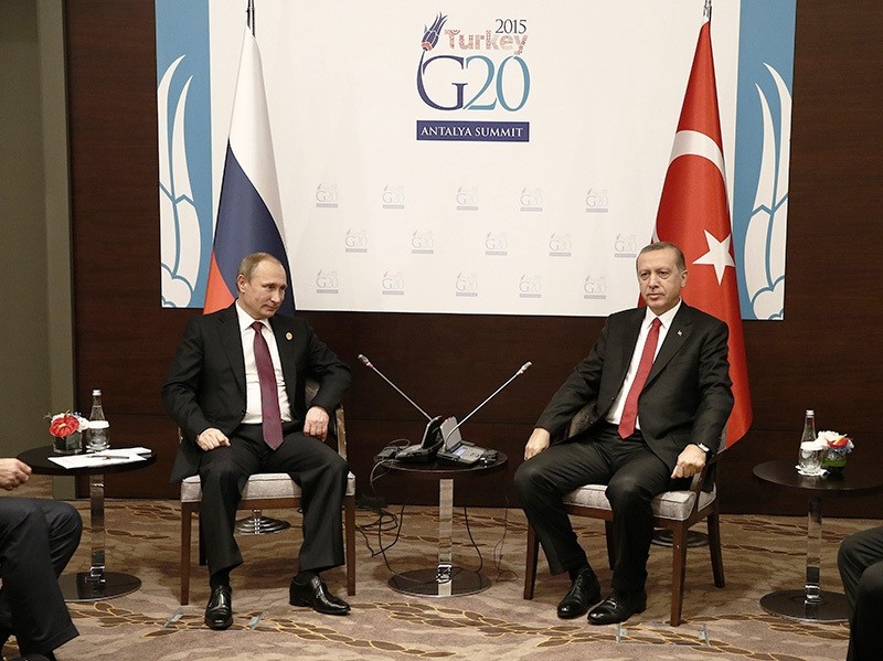This archive shows Russian President Putin and President Recep Tayyip Erdou011fan meeting during the G20 summit in Antalya, Turkey. (AA Photo) 