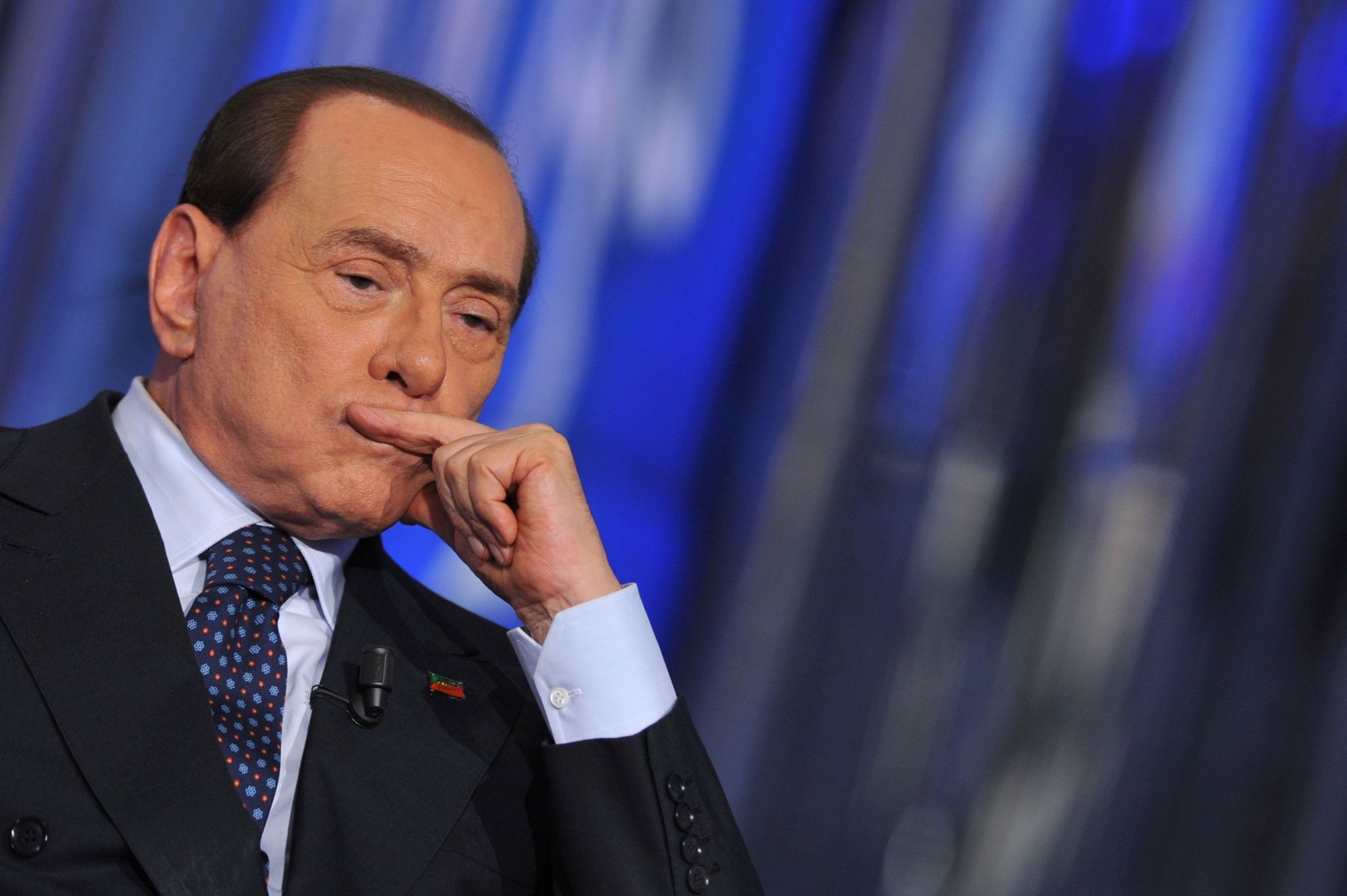  Italian former Prime Minister Silvio Berlusconi attending the ,Porta a Porta, TV show at the Rai 1 headquarters.  (AFP Photo)