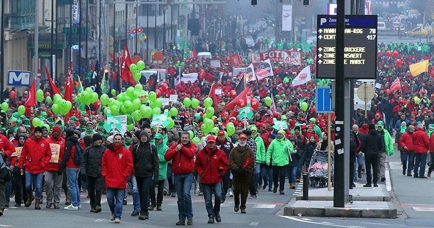 Belçikada emeklilik protestosu