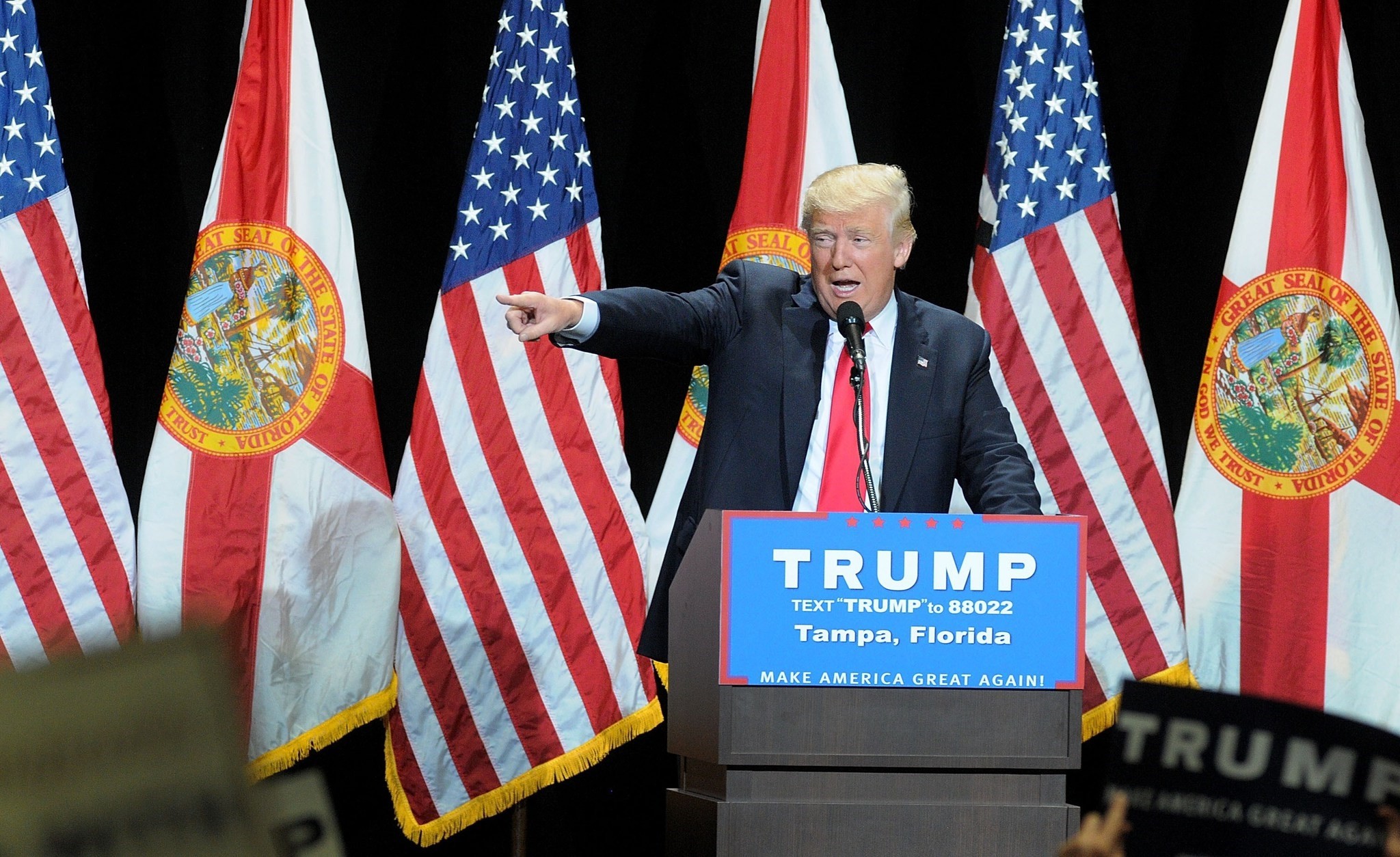 Republican presidential candidate Donald Trump speaks during a campaign rally at the Tampa Convention Center on June 11, 2016. (AFP Photo) 