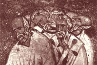 A 13th century fresco depicting  council members against Bogomilism.