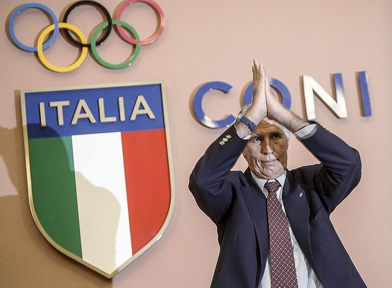 In this Wednesday, Sept. 21, 2016 file photo, CONI (Italian Olympic Committee) President Giovanni Malago' applauds during a press conference at the CONI headquarters in Rome. (AP Photo)
