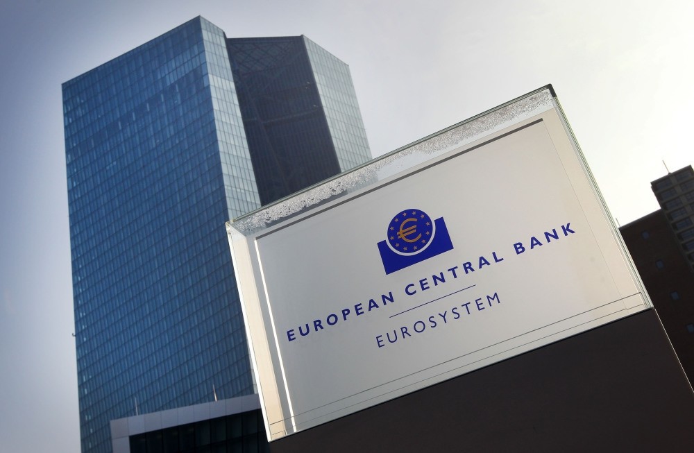This file photo shows the headquarters of the European Central Bank in Frankfurt am Main, Germany.
