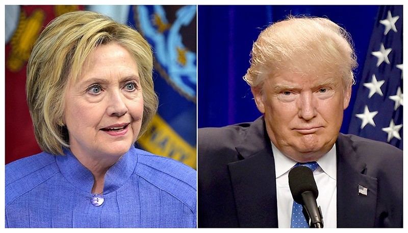 This combination of file photos shows Democratic presidential candidate Hillary Clinton(L) on June 15, 2016 and presumptive Republican presidential nominee Donald Trump on June 13, 2016. (AFP Photo)