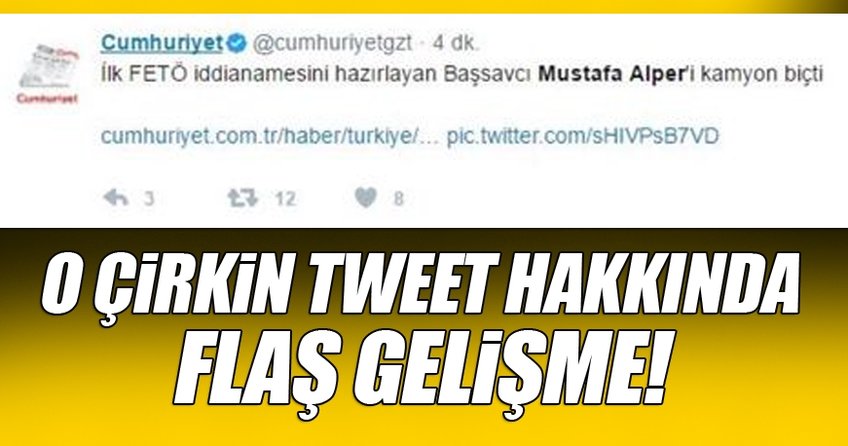 O çirkin tweet hakkında flaş gelişme!