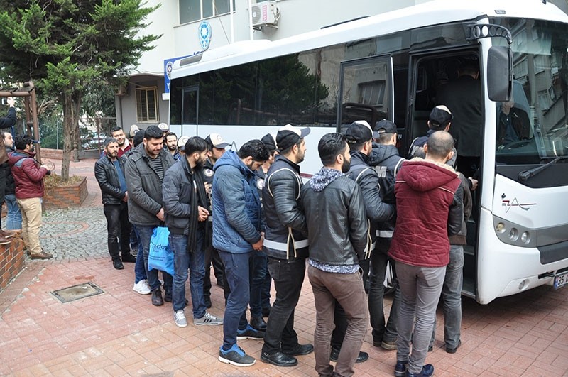 Turkish police detain 23 suspects of human trafficking, on 20 January 2017. (IHA Photo)