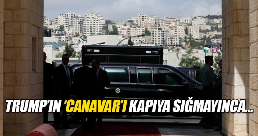 Trump'ın otomobili saray kapısına sığmadı