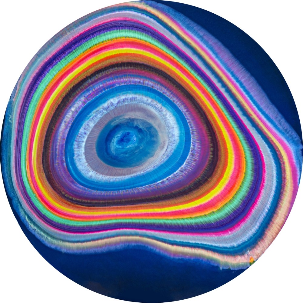 Namyeter creates abstract compositions on wooden panels with paint he makes himself. He generates multi-layered paintings using various pouring and painting techniques directed by his curiosity and experimental approach.